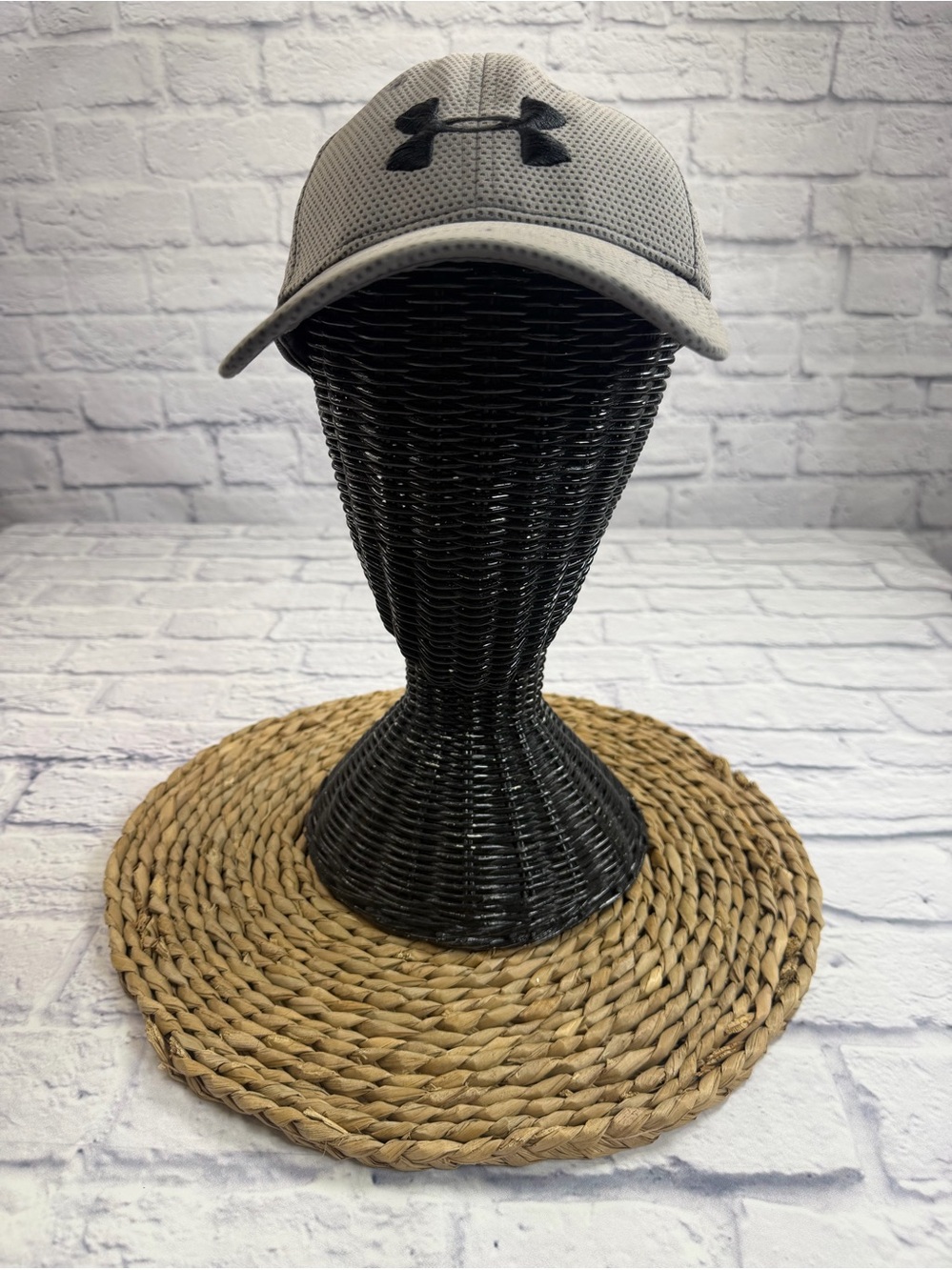 Under Armour Light Gray Mesh Performance Cap with Black Logo